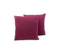 BIANCHERIAWEB Coppia Cuscini Arredo Imbottiti Tessuto Ottoman in Tinta Unita Bordeaux 06 60x60 Bordeaux 06