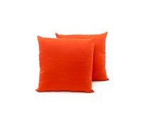 BIANCHERIAWEB Coppia Cuscini Arredo Imbottiti Tessuto Ottoman in Tinta Unita Colore Arancio 17 60x60 Arancio 17