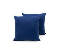 BIANCHERIAWEB Coppia Cuscini Arredo Imbottiti Tessuto Ottoman in Tinta Unita Colore Blu 61 50x50 Blu 61