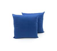 BIANCHERIAWEB Coppia Cuscini Arredo Imbottiti Tessuto Ottoman in Tinta Unita Colore Bluette 60 60x60 Bluette 60