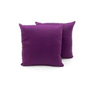 BIANCHERIAWEB Coppia Cuscini Arredo Imbottiti Tessuto Ottoman in Tinta Unita Colore Viola 38 40x40 Viola 38