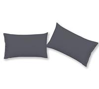 Coppia Di Federe In 100% Cotone In Tinta Unita Colore Piombo