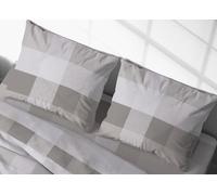 BIANCHERIAWEB Coppia Federe Cuscino Letto Bottoni Laterali 100% Cotone Disegno Scotland Federe Beige