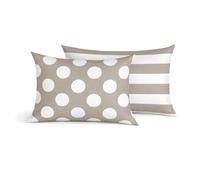 BIANCHERIAWEB Coppia Federe Cuscino Letto Double Face 100% Cotone Disegno Pois GI Federe Beige