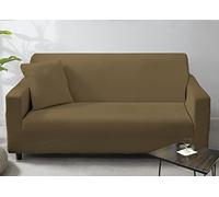 BIANCHERIAWEB Copridivano Antimacchia Elasticizzato Penisola Componibile Tinta Unita Modello Perfetto 2+4 Tortora