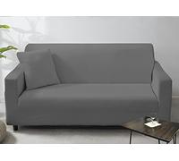 BIANCHERIAWEB Copridivano Antimacchia Elasticizzato Penisola Componibile Tinta Unita Modello Perfetto 2+4 Grigio Scuro