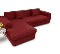 BIANCHERIAWEB Copridivano Antimacchia Elasticizzato Penisola Componibile Tinta Unita Modello Perfetto 2 Posti Bordeaux