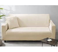 BIANCHERIAWEB Copridivano Antimacchia Elasticizzato Penisola Componibile Tinta Unita Modello Perfetto 4+4 Panna