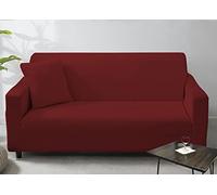BIANCHERIAWEB Copridivano Antimacchia Elasticizzato Penisola Componibile Tinta Unita Modello Perfetto 3+4 Bordeaux
