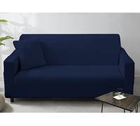 BIANCHERIAWEB Copridivano Antimacchia Elasticizzato Penisola Componibile Tinta Unita Modello Perfetto 3+4 Blu