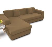 BIANCHERIAWEB Copridivano Antimacchia Elasticizzato Penisola Componibile Tinta Unita Modello Perfetto Poltrona Tortora