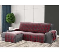 BIANCHERIAWEB Copridivano con Penisola Antimacchia Trapuntato Modello Perth Scozzese Rosso 240cm Perth