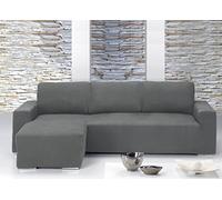 Copridivano Con Penisola Chaise Longue Tinta Unita Grigio Mod Capri