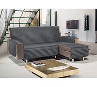BIANCHERIAWEB Copridivano con Penisola Sofà Cover Trapuntato Antimacchia Double Face 190cm Grigio Scuro