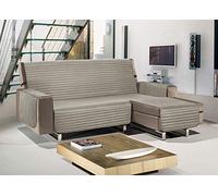 BIANCHERIAWEB Copridivano con Penisola Sofà Cover Trapuntato Antimacchia Double Face 190cm Tortora