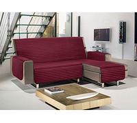 BIANCHERIAWEB Copridivano con Penisola Sofà Cover Trapuntato Antimacchia Double Face 240cm Bordeaux
