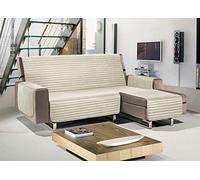 BIANCHERIAWEB Copridivano con Penisola Sofà Cover Trapuntato Antimacchia Double Face 290cm Panna