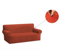 BIANCHERIAWEB Copridivano Copriseduta Sofà Elasticizzato Tinta Unita Smile Tessuto Millerighe 2 Posti Arancio
