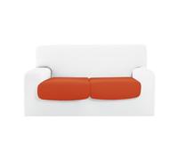 BIANCHERIAWEB Copridivano Copriseduta Sofà Elasticizzato Tinta Unita Smile Tessuto Millerighe Coppia Seduta Arancio