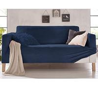 BIANCHERIAWEB Copridivano Elasticizzato Effetto Velluto Modello Morbidissimo Colore Blu 4 Posti Blu