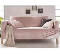 BIANCHERIAWEB Copridivano Elasticizzato Effetto Velluto Modello Morbidissimo Colore Cipria 4 Posti Cipria