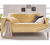 BIANCHERIAWEB Copridivano Elasticizzato Effetto Velluto Modello Morbidissimo Colore Oro 4 Posti Oro