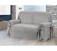 BIANCHERIAWEB Copridivano Fodera Telo Protezione Divano con Laccetti Fiocco Disegno Lord 3 Posti Grigio