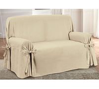 BIANCHERIAWEB Copridivano Fodera Telo Protezione Divano con Laccetti Fiocco Disegno Prezioso 2 Posti Beige