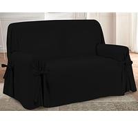 BIANCHERIAWEB Copridivano Fodera Telo Protezione Divano con Laccetti Fiocco Disegno Prezioso Nero 3 Posti Nero