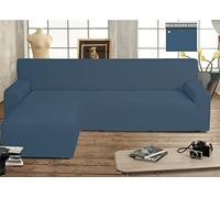 BIANCHERIAWEB Copridivano Genius con Penisola Chaise Longue Modello Swing Colore Blu Sugar Sinistra Blu Sugar