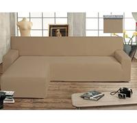 BIANCHERIAWEB Copridivano Genius con Penisola Chaise Longue Modello Swing Colore Tortora Sinistra Tortora