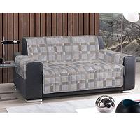 BIANCHERIAWEB Copridivano Imbottito Trapuntato Sofà Antimacchia Made Italy Astratto 7879 3 Posti Beige