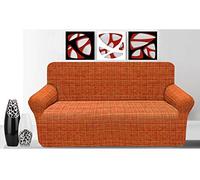 BIANCHERIAWEB Copridivano in Tessuto Jacquard Elasticizzato Ottima vestibilità Modello Otello 4 Posti Arancione