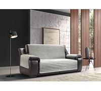 BIANCHERIAWEB Copridivano/Poltrona Imbottito Trapuntato Antimacchia Sofà Cover Impermeabile 4 Posti Grigio-Grigio