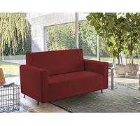 BIANCHERIAWEB Copridivano Tinta Unita Elasticizzato Antimacchia Modello Sagomato Colore Bordeaux 2 Posti Bordeaux