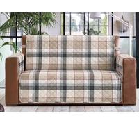 BIANCHERIAWEB Copridivano Trapuntato Antimacchia Imbottito Quadri Beige Modello Galles 3 Posti Galles