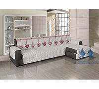 BIANCHERIAWEB Copridivano Trapuntato per Divani con Penisola Disegno Cuore Appeso 240-245 cm Rosso