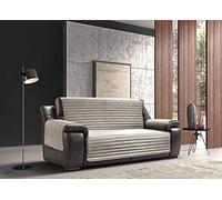 BIANCHERIAWEB Copridivano Trapuntato Telo Copri Divano Poltrona Bicolor Modello Sofà Salvadivano Antimacchia e Impermeabile Double Face In Tinta Unita Tortora-Bordeaux