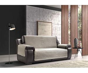 BIANCHERIAWEB Copridivano Trapuntato Telo Copri Divano Poltrona Bicolor Modello Sofà Salvadivano Antimacchia e Impermeabile Double Face In Tinta Unita Tortora-Beige