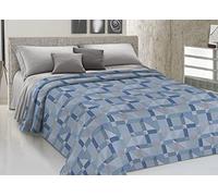 BIANCHERIAWEB Copriletto Piquet Primavera Estate 100% Cotone Disegno 7879 Atene Singolo Azzurro