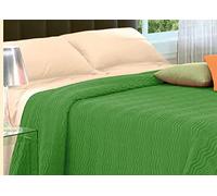 BIANCHERIAWEB Copriletto Tinta Unita in Morbidissima Ciniglia A Onde 100% Cotone 1 Piazza e Mezza Verde 12