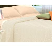 BIANCHERIAWEB Copriletto Tinta Unita in Morbidissima Ciniglia A Onde 100% Cotone Matrimoniale Panna