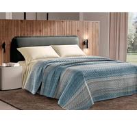 BIANCHERIAWEB Copriletto Trapuntato Challenge Stampato in 100% Morbida Microfibra Dis.Righe 1 Piazza Blu