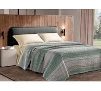 BIANCHERIAWEB Copriletto Trapuntato Challenge Stampato in 100% Morbida Microfibra Dis.Righe 1 Piazza e Mezza Verde