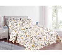 BIANCHERIAWEB Copriletto Trapuntato Quilt Estivo Piumino 100gr/mq Disegno Pinsonic Gatti Garden Singolo Gatti Garden