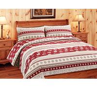 BIANCHERIAWEB Copripiumino Letto Sacco Piumone E Federa In 100% Cotone Fantasia Tirolese Chalet Montagna Disegno Corvara