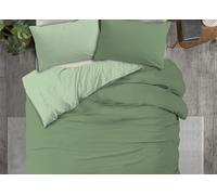 BIANCHERIAWEB Copripiumino No Stiro Tinta Unita Bicolor Microfibra Effetto Manopesca Francesca Piazza E Mezza Verde-Salvia