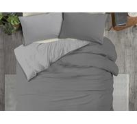 BIANCHERIAWEB Copripiumino No Stiro Tinta Unita Bicolor Microfibra Effetto Manopesca Francesca Singolo Antracite-Grigo