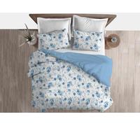BIANCHERIAWEB Copripiumino Sacco Piumone 100% Cotone Linea 3027 Fiori Sanderson Matrimoniale Azzurro