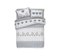 BIANCHERIAWEB Copripiumino Sacco Piumone Pensieri Delicati 100% Cotone Disegno Scoiattolo Singolo Grigio